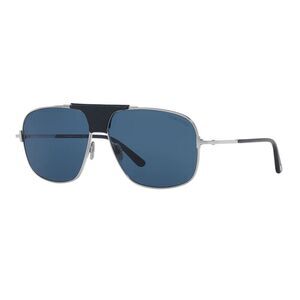 Tom Ford Sunglasses Aviator Full Rim, Shiny Palladium Frame and Blue Lens